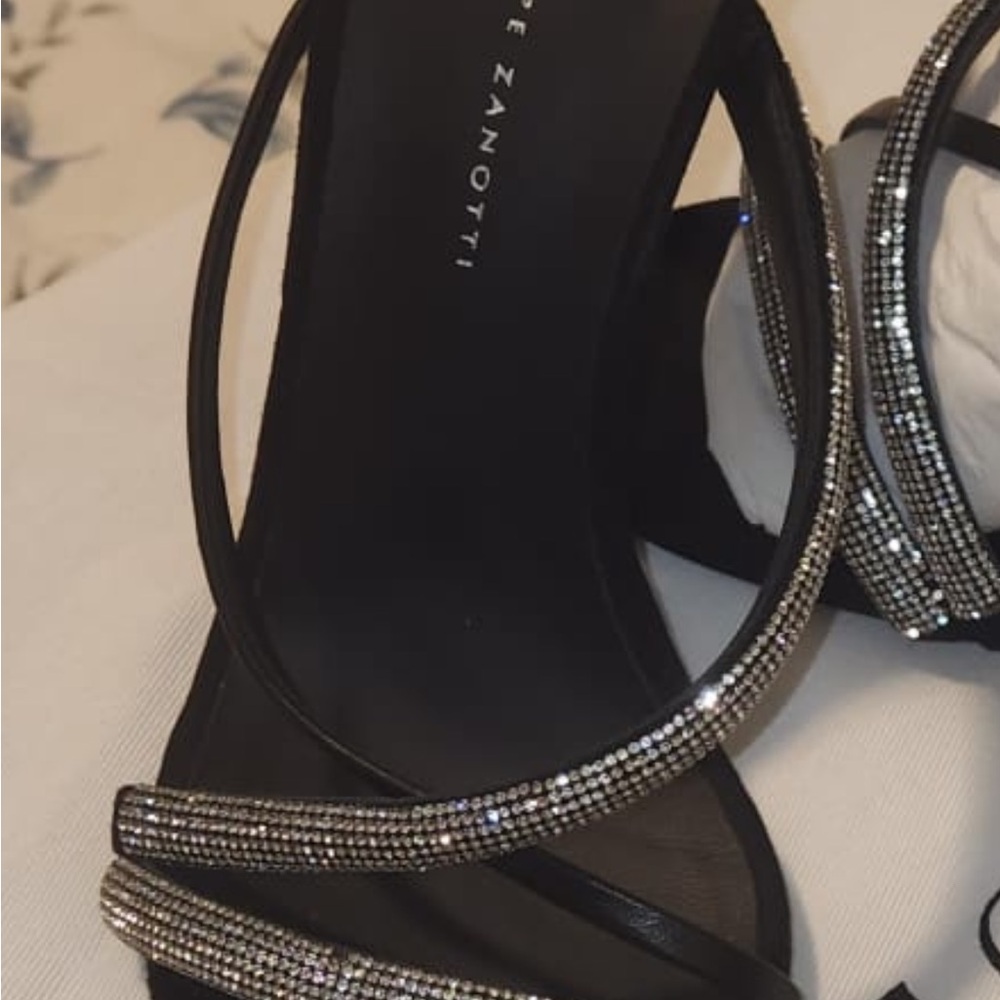 Giuseppe Zanotti Black Heels with Silver Accents